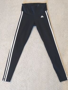 adidas Women's Black Leggings with White Side Stripes